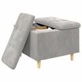 vidaXL Ottoman s Úložným Priestorom Svetlosivá 60 x 60 x 45 cm Zamat