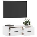 vidaXL Závesná TV skrinka lesklá biela 80x36x25 cm spracované drevo