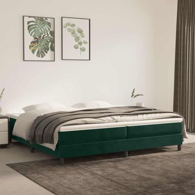 vidaXL Posteľný rám s boxspringom tmavozelený 200x200 cm zamat
