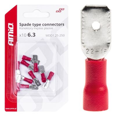 Sada elektrických konektorov 6.3mm 0.5-1.5mm2 10A 10 ks