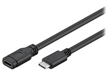 PremiumCord Prodlužovací kábel USB 3.1 konektor C/male - C/female, čierny, 2m Kábel, prodlužovací, USB 3.2 Gen1, zástrčka C - zásuvka C, 2m, čierny