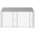 vidaXL Klietka pre psa s strechou Strieborná 400 x 200 x 256 cm