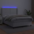 vidaXL Boxspring posteľ s matracom a LED biela 140x190 cm umelá koža