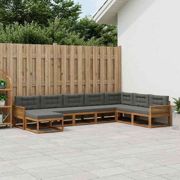 vidaXL Záhradná súprava gaučov s vankúšom 8 pcs Prírodná a antracitová