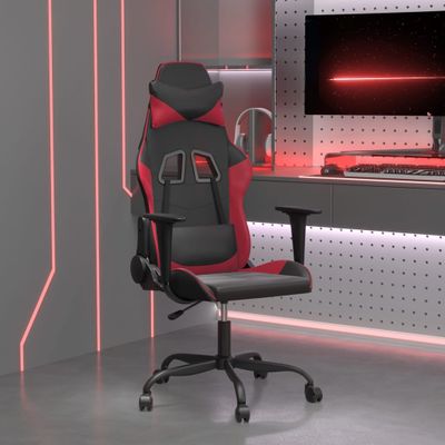 vidaXL Herná stolička čierna a vínová umelá koža