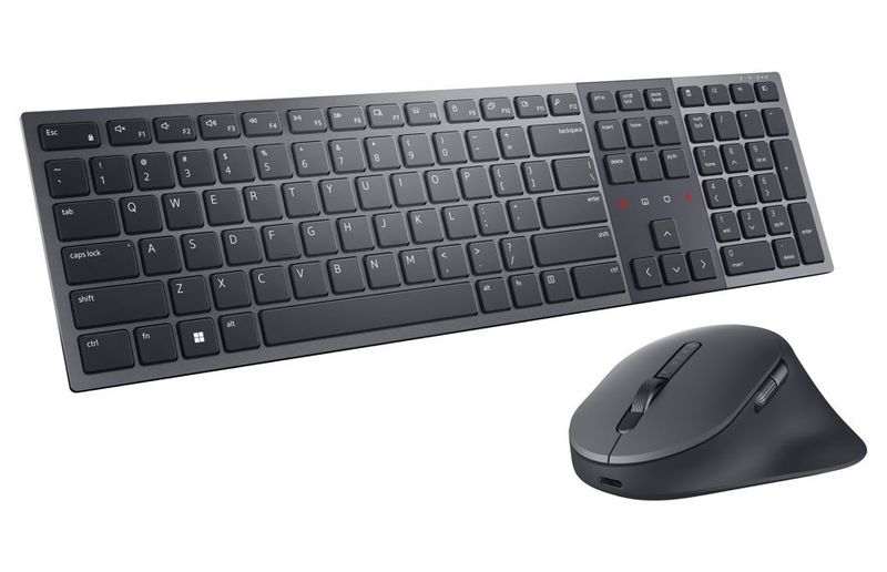 DELL KM900 bezdrátová klávesnice a myš( Premier Collaboration Keyboard ) GER/ německá Set klávesnice a myši, bezdrátový, nemecké rozložení, 2,4GHz, USB prijímac, Bluetooth, cerno-šedý