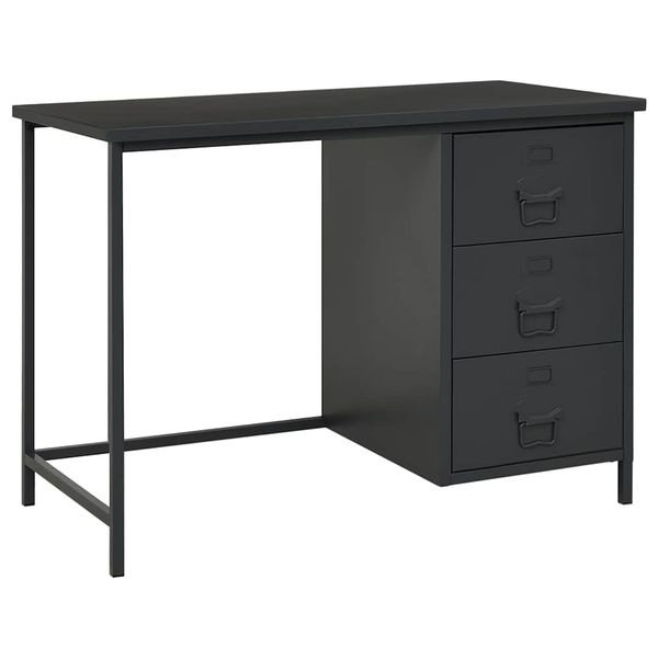 vidaXL Industriálny stôl so zásuvkami antracitový 105x52x75 cm oceľt