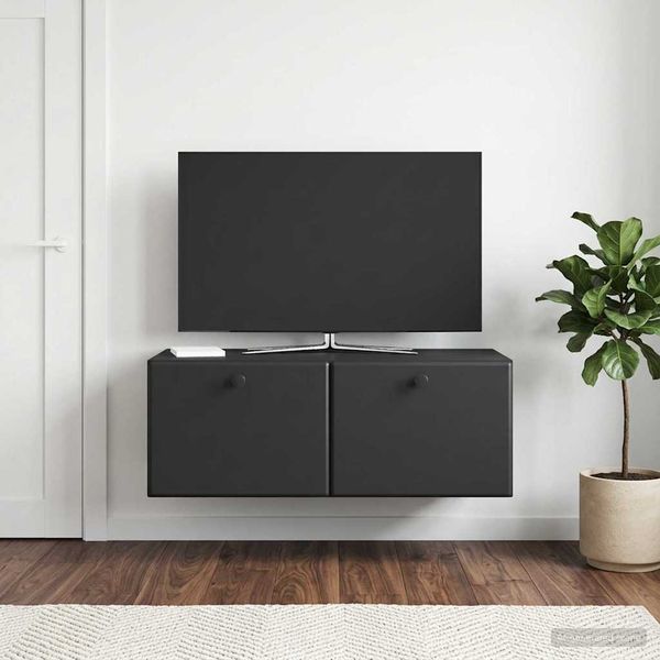 vidaXL Nástenná TV skrinka 78,5 x 41 x 30 cm Čierna Kompozitné drevo