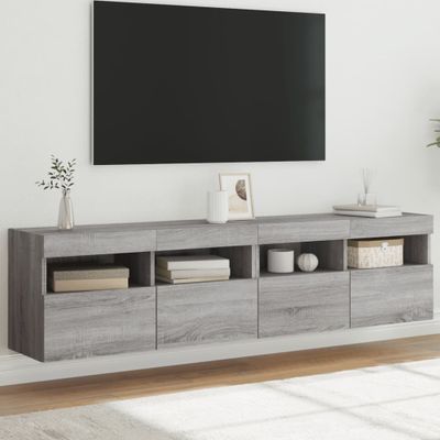 vidaXL TV nástenné skrinky s LED svetlami 2 ks sivé sonoma 80x30x40 cm