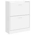 vidaXL Botník lesklý biely 63x24x81 cm spracované drevo
