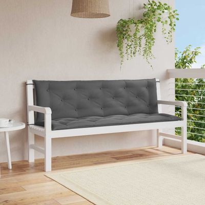 vidaXL Podložka na záhradnú lavicu, antracit 150x(50+50)x7 cm, oxford