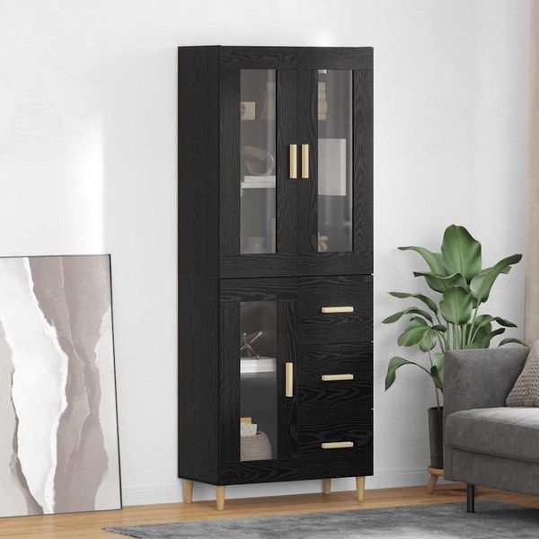 vidaXL Highboard Čierny dub 69,5 x 34 x 180 cm Kompozitné drevo
