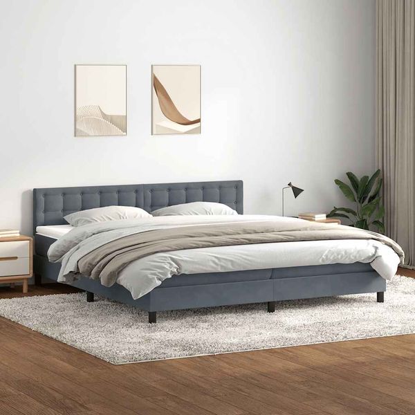 vidaXL Box Spring Posteľ s matracom Tmavosivá 180x220 cm Zamat