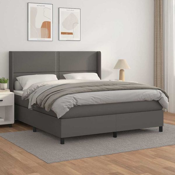 vidaXL Boxspring posteľ s matracom sivá 160x200 cm umelá koža