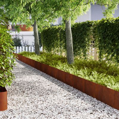 vidaXL Obrubník trávnika 50 pcs Hrdzavý 100 x 0,05 x 30 cm