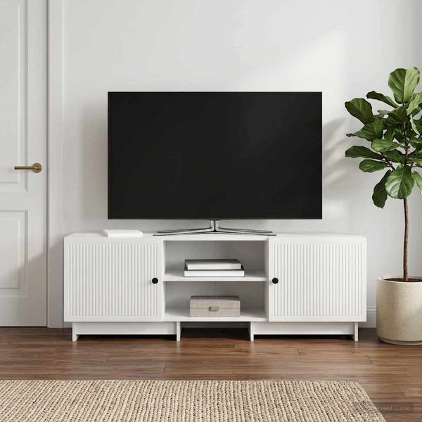 vidaXL TV skrinka Vysoký Lesklý Biely 150 x 31 x 50 cm