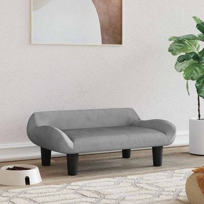 vidaXL Posteľ pre psa bledosivá 70x40x24 cm zamat