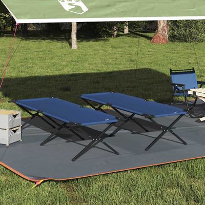 vidaXL Skladacia kempingová posteľ 2 pcs Modrá 210 x 80 x 46 cm