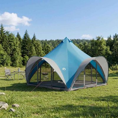vidaXL Tipi stan so strechou Modrá Pre 6 osôb Polyester a oceľ