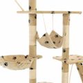 vidaXL Škrabadlo pre mačky so sisalovými stĺpikmi 230-250 cm béžové s labkami