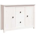 vidaXL Komoda biela 100x35x74 cm borovicový masív