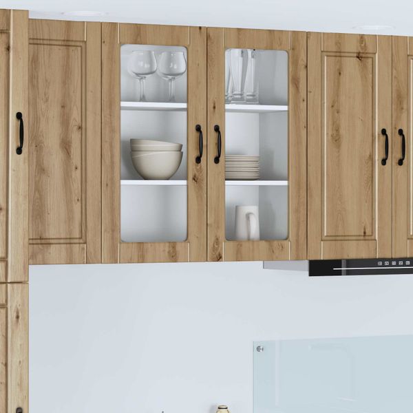 vidaXL Nástenný sklenený kabinet PORTO Remeselný dub 80 x 31 x 80 cm