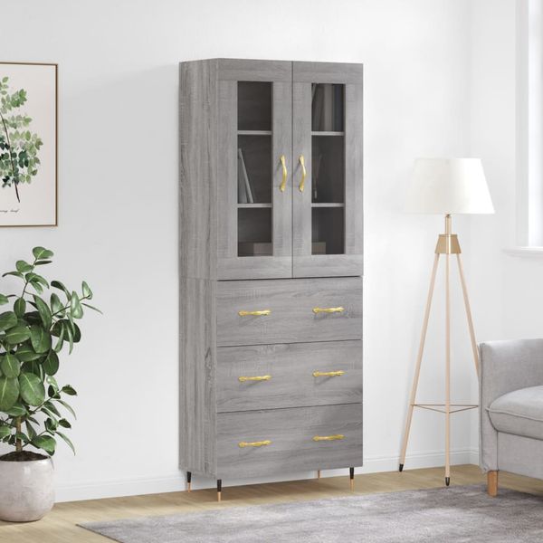 vidaXL Vysoká skrinka sivý dub sonoma 69,5x34x180 cm spracované drevo