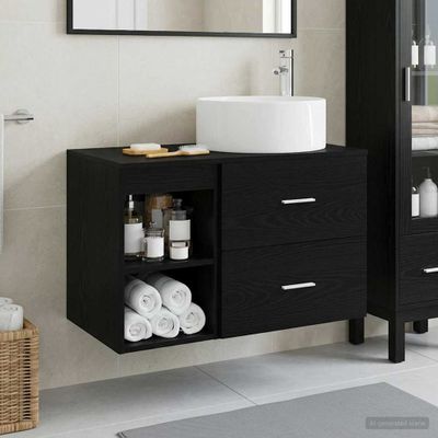 vidaXL Sada kúpeľňového nábytku 2 pcs Čierny dub Kompozitné drevo