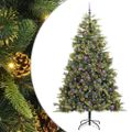vidaXL Umelý vianočný stromček s pniškami Zelená 240 cm PVC a PE a kov