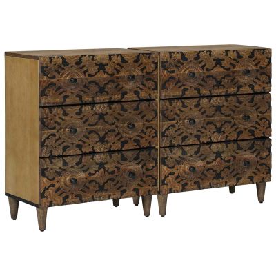 vidaXL Servírovacia skriňa 2 ks 60 x 33,5 x 75 cm Masívne mango drevo
