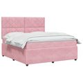 vidaXL LED boxspring posteľ s matracom Ružová 180 x 200 cm Zamat
