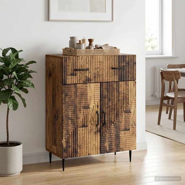 vidaXL Servírovacia skriňa so zásuvkou Staré drevo 66 x 34,5 x 89,5 cm