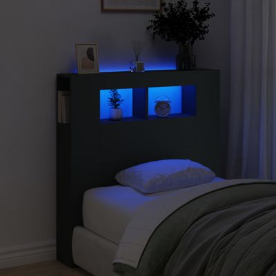 vidaXL Čelo s LED čierne 100x18,5x103,5 cm kompozitné drevo