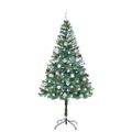 vidaXL Umelý vianočný stromček s 300 LED-i Zelená 180 cm PVC a oceľ