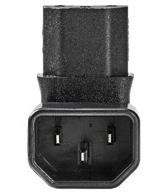 Nedis CEGB1190BK - Rozšírenie Plug | IEC-320-C13 | IEC-320-C14 | Uhlový 90° | Poniklované | PVC | Čierna | Adaptér, napájací, uhlový, 90°, 250V, z IEC-320-C14 (M) na IEC-320-C13 (F), čierny