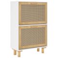 vidaXL Botník biely 52x25x80 cm spracované drevo a prírodný ratan