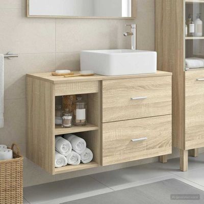 vidaXL Sada kúpeľňového nábytku 2 pcs Dub sonoma Kompozitné drevo