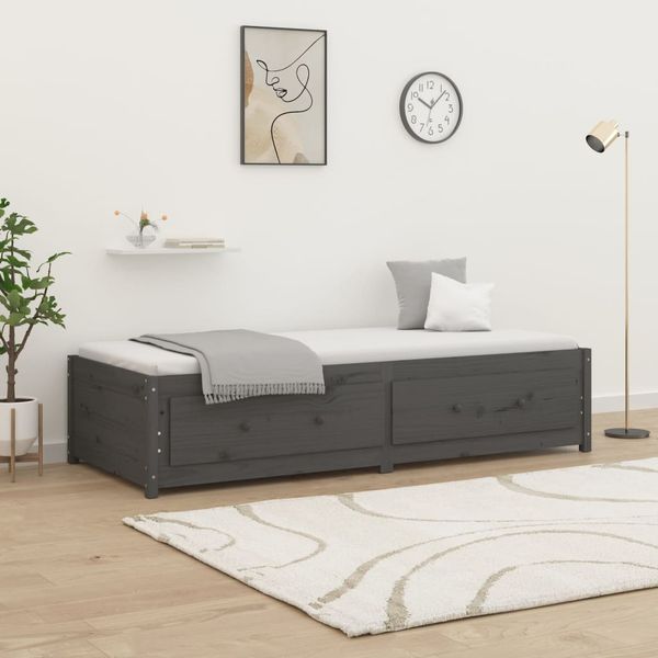 vidaXL Denná posteľ sivá 90x200 cm borovicový masív