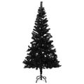 vidaXL Osvetlený umelý vianočný stromček s guľami, čierny 240 cm, PVC