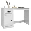 vidaXL Stolík so zásuvkami lesklý biely 115x50x75 cm kompozitné drevo