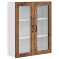 vidaXL Nástenný sklenený kabinet PORTO Staré drevo 80 x 31 x 100 cm
