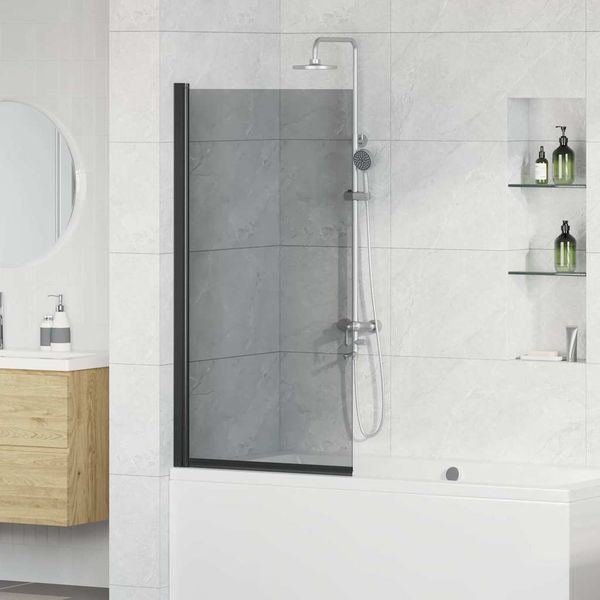 vidaXL Sprchová clona do kúpeľne Čierna 68 x 130 cm Tvrdené sklo
