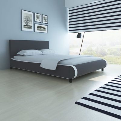 vidaXL Posteľ s matracom, pamäťová pena, sivá, umelá koža 140x200 cm