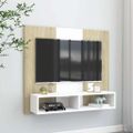 vidaXL Nástenná TV skrinka biela a sonoma 102x23,5x90 cm sprac. drevo
