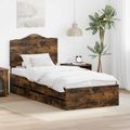 vidaXL Rám postele so zásuvkou Údený Dub 90 x 190 cm Inžinierske drevo