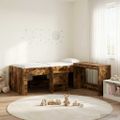 vidaXL Detská vysoká posteľ s pultom 2 ks Dymový dub Kompozitné drevo