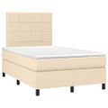 vidaXL Boxspring posteľ s matracom a LED krémová 120x190 cm látka