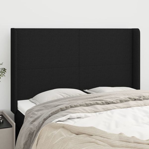 vidaXL Čelo postele so záhybmi čierne 147x16x118/128 cm látka
