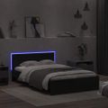 vidaXL Posteľný rám s čelom a LED čierny 140x200 cm