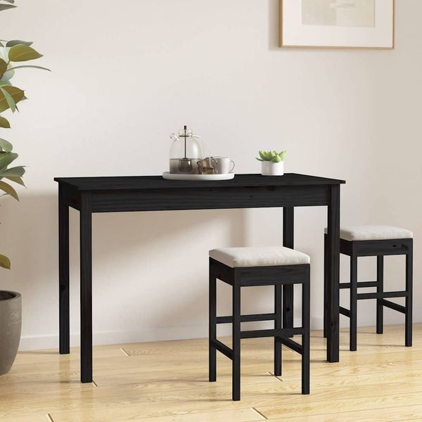 vidaXL Jedálenský stolík čierny 110x55x75 cm borovicový masív